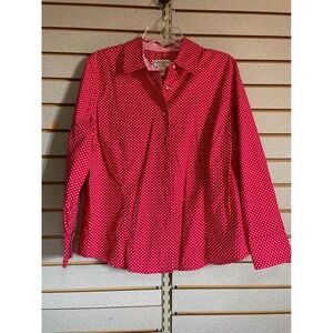 Draper's & Damon's Petite Red Polka Dot Long Sleeve Button Down Shirt
P L Large